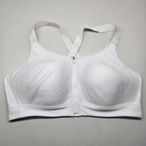 Under Armour Women Sports Bra XL White Front Close Wireless Strap Adjustable